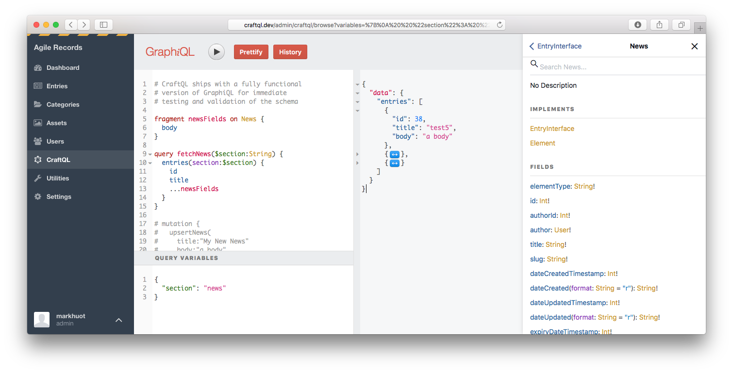 Ui src. Craft cms. Graphiql ide. Prettify json vs code. GRAPHQL metadata.