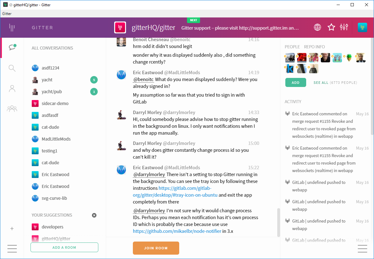 Gitter Desktop Gitlab
